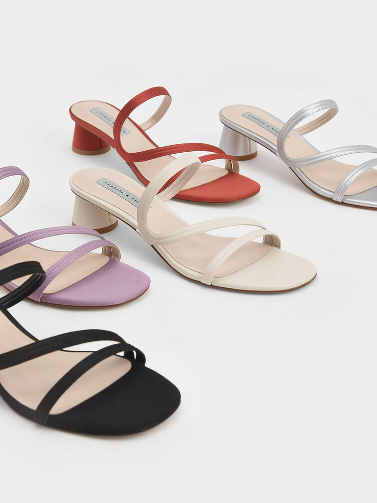 Arden Metallic Wavy Strap Mules, Silver, hi-res