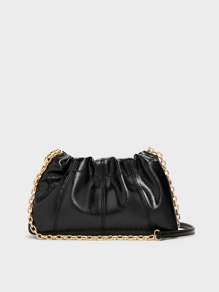 Ciara Ruched Crossbody Bag, Black, hi-res