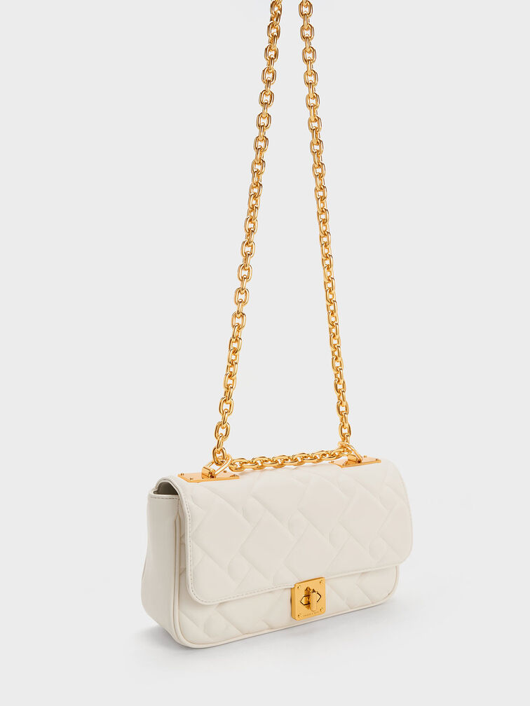 Tillie Quilted Chain Bag, Cream, hi-res