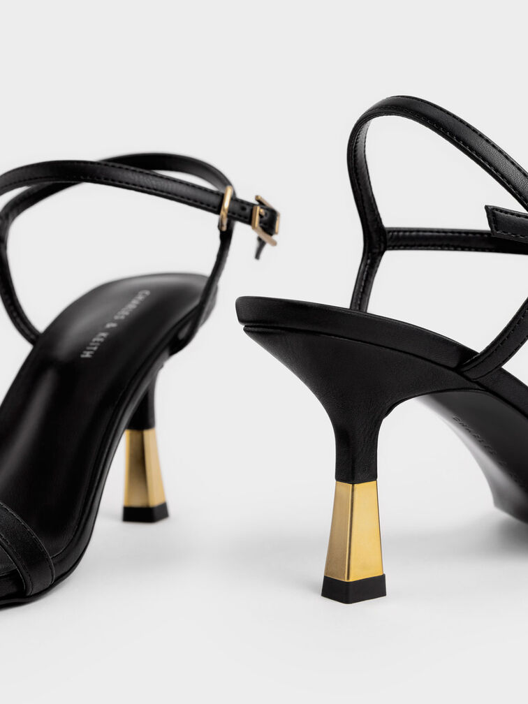 Ankle-Strap Heeled Sandals, Black, hi-res