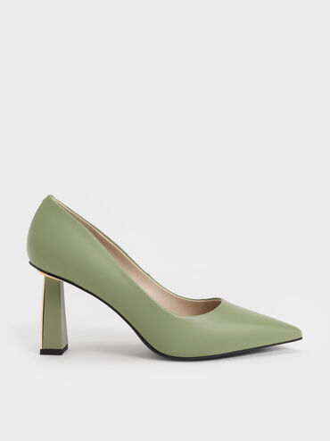 Trapeze Heel Pumps, Sage Green, hi-res