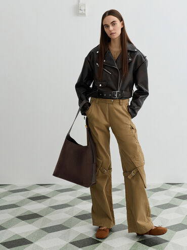 Edna Recycled Suede Tote Bag, Espresso Brown, hi-res