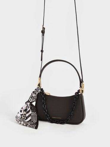 Alcott Scarf Chain-Link Shoulder Bag, Dark Moss, hi-res