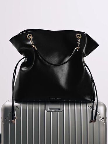 Arya Braided-Strap Double-Handle Tote Bag, Black, hi-res