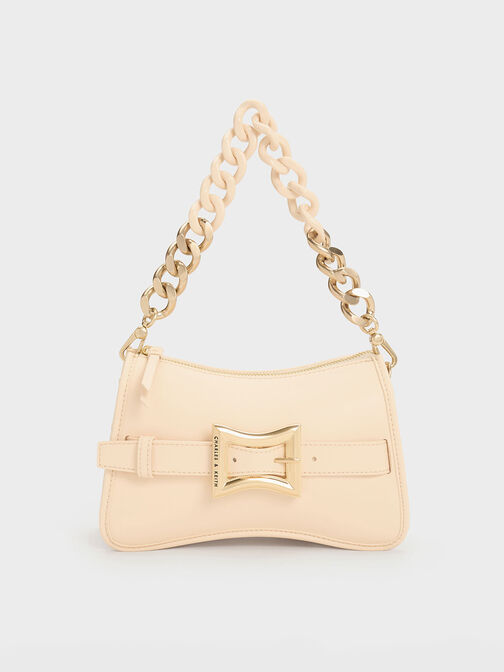 Xanthe Chunky Chain Shoulder Bag, Beige, hi-res