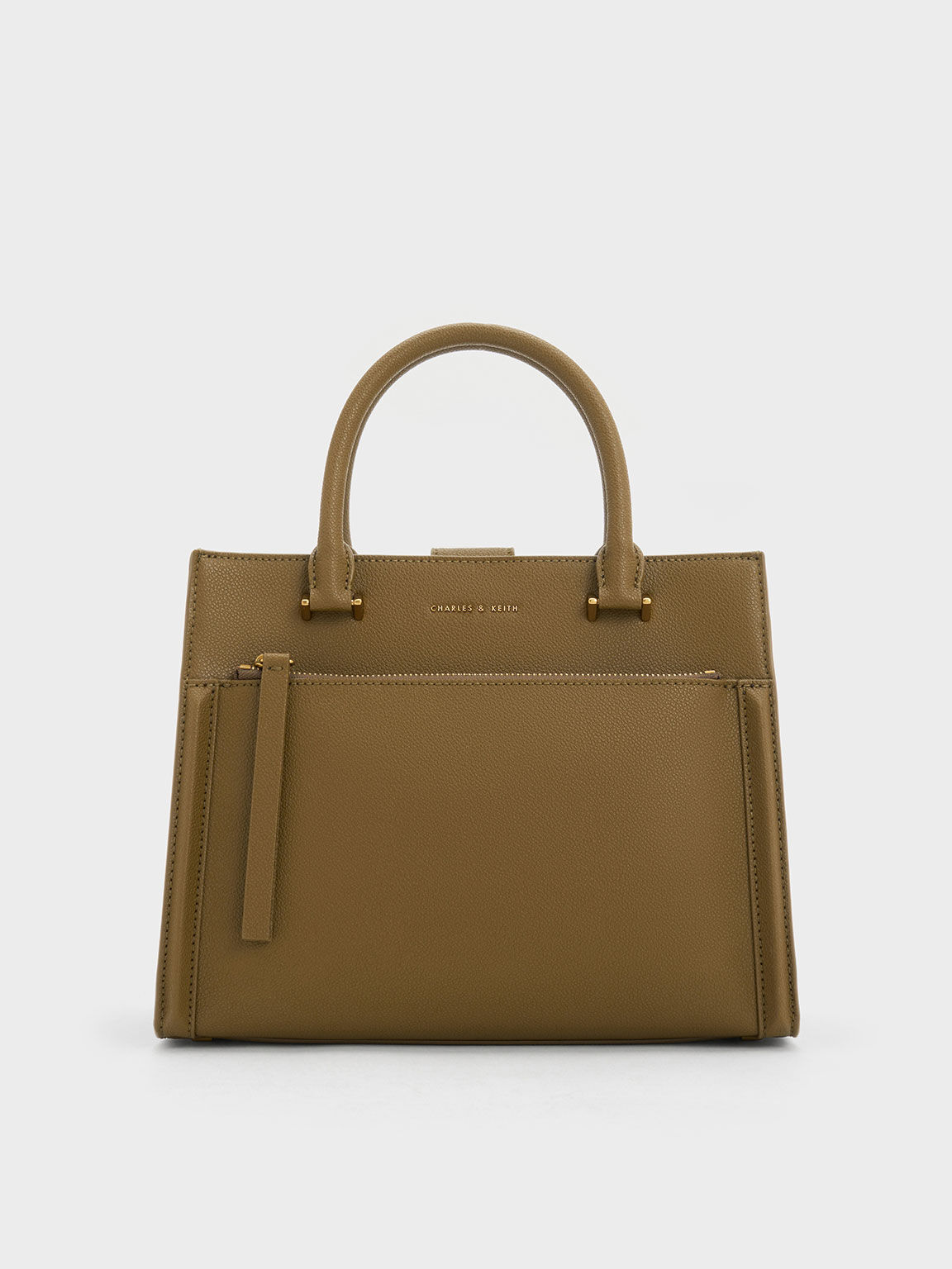 Khaki Anwen Structured Tote Bag CHARLES KEITH IN