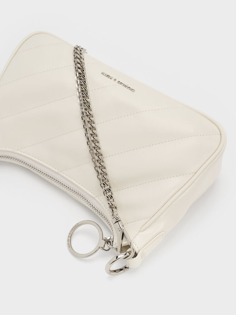 Philomena Crinkle-Effect Chain-Strap Crossbody Bag, Cream, hi-res