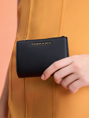 Harmonee Top Zip Small Wallet, Black, hi-res
