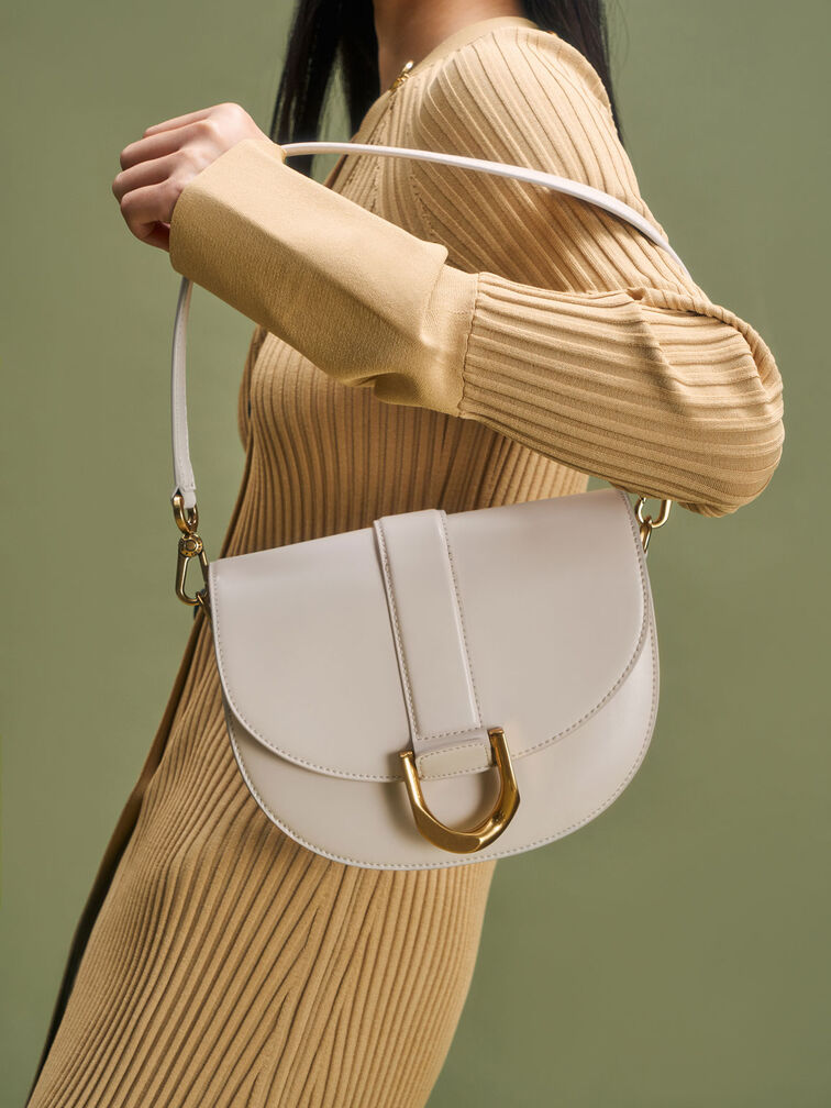 Gabine Saddle Bag, Cream, hi-res