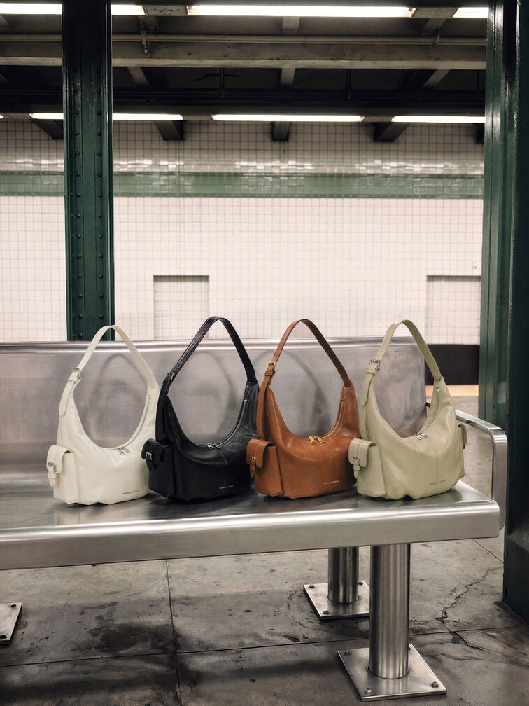 Bessie Side-Pocket Hobo Bag, Pale Olive, hi-res