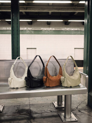 Bessie Side-Pocket Hobo Bag, Pale Olive, hi-res