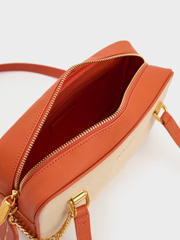 Avis Canvas Boxy Shoulder Bag, Orange, hi-res