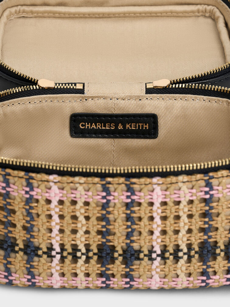 Arwen Tartan Top Handle Vanity Bag, Tartan Straw, hi-res