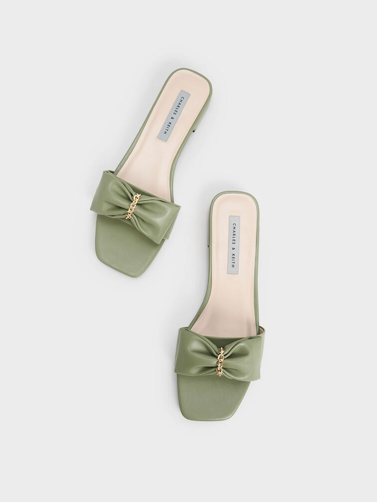 Chain-Link Bow Slides, Sage Green, hi-res