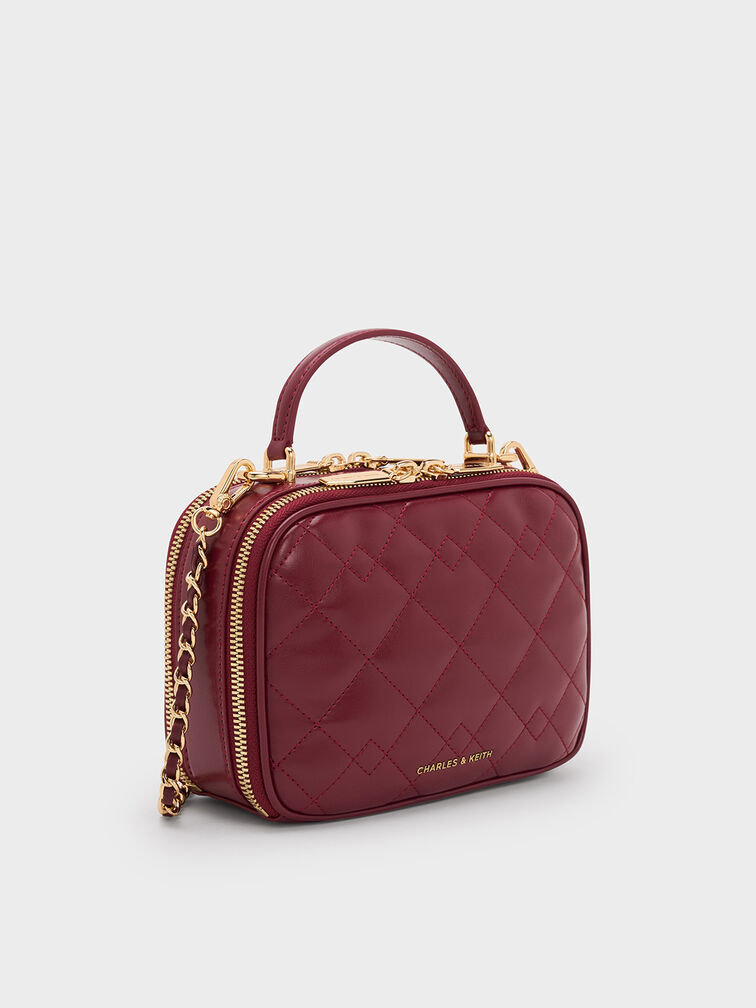 Duo Quilted Vanity Bag, Burgundy, hi-res