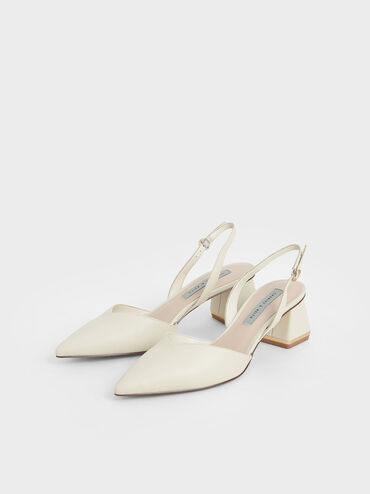 Katarina Trapeze Heel Slingback Pumps, Chalk, hi-res