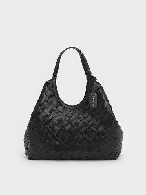 Ivette Woven Tote Bag, Noir, hi-res