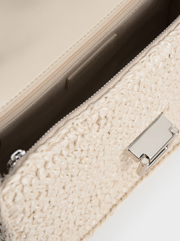 Neva Woven Chain-Strap Shoulder Bag, Beige, hi-res