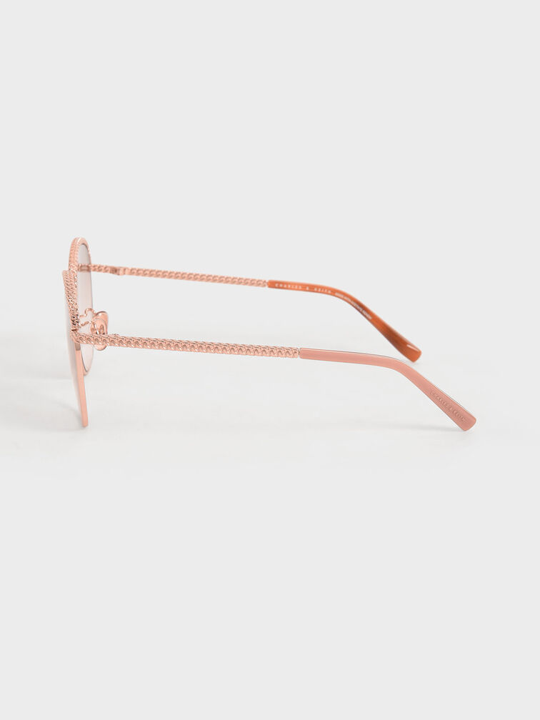 Braided Butterfly Sunglasses, Rose Gold, hi-res