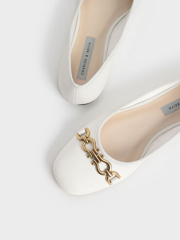 Chain Link Ballerina Flats, Chalk, hi-res
