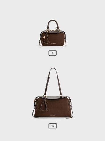 Haylen Braided-Charm Bowling Bag, Espresso Brown, hi-res