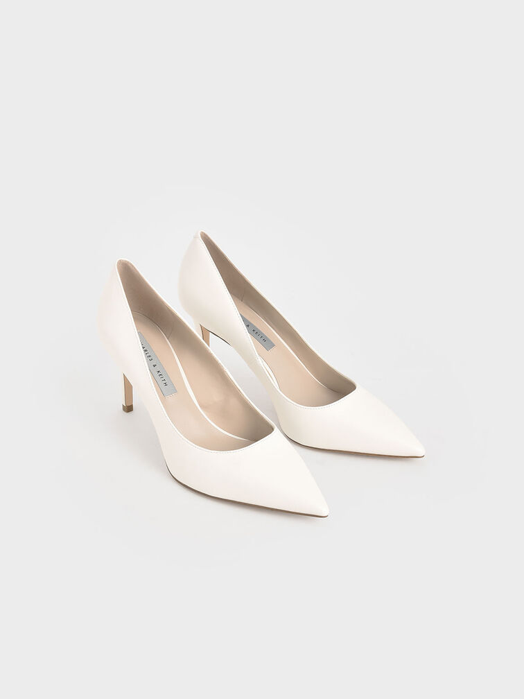 Classic Stiletto Heel Pumps, Cream, hi-res