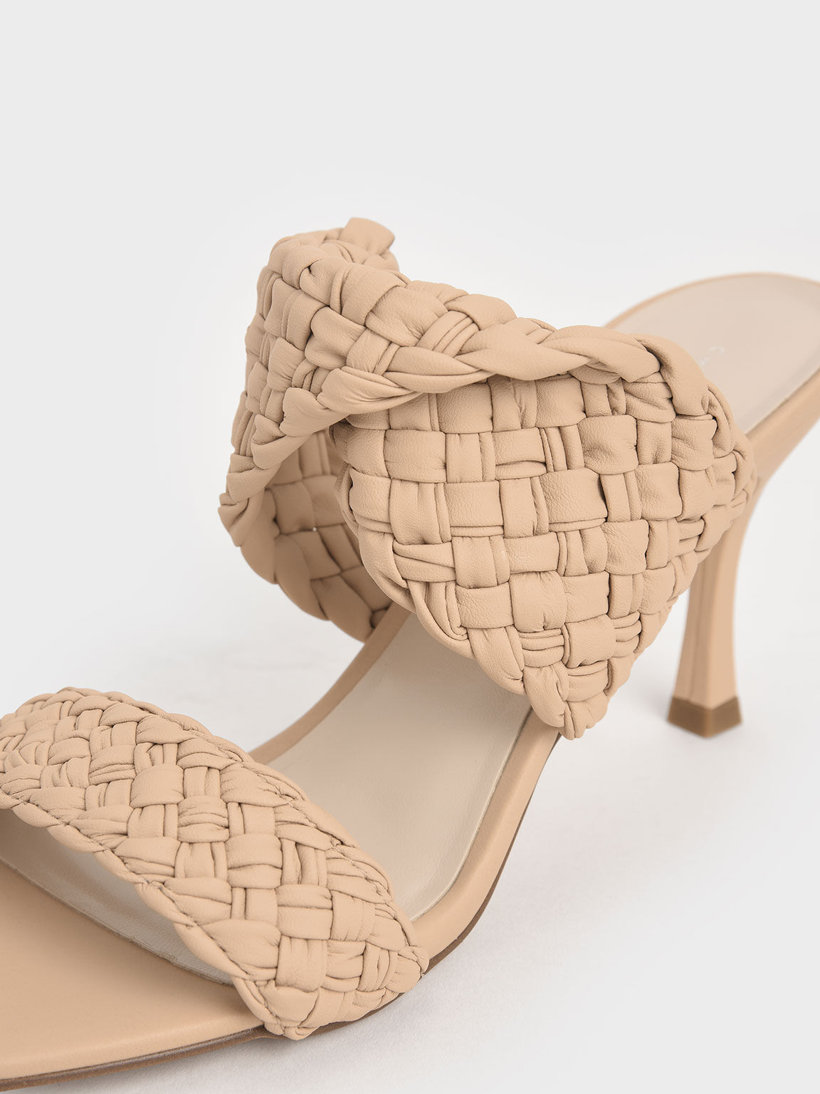 Nude woven outlet mules