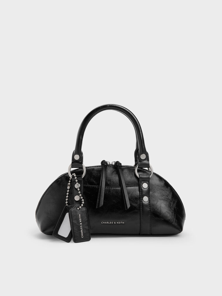 Tatiana Studded Bowling Bag, Noir, hi-res