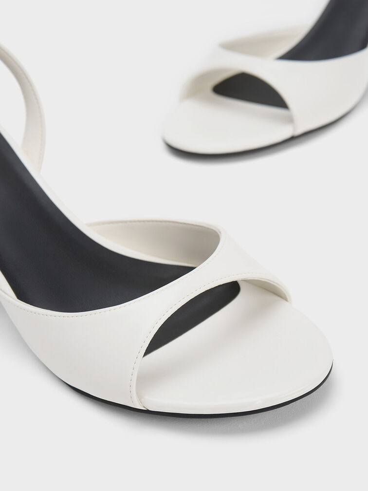 Sculptural Heel Ankle-Strap Pumps, White, hi-res