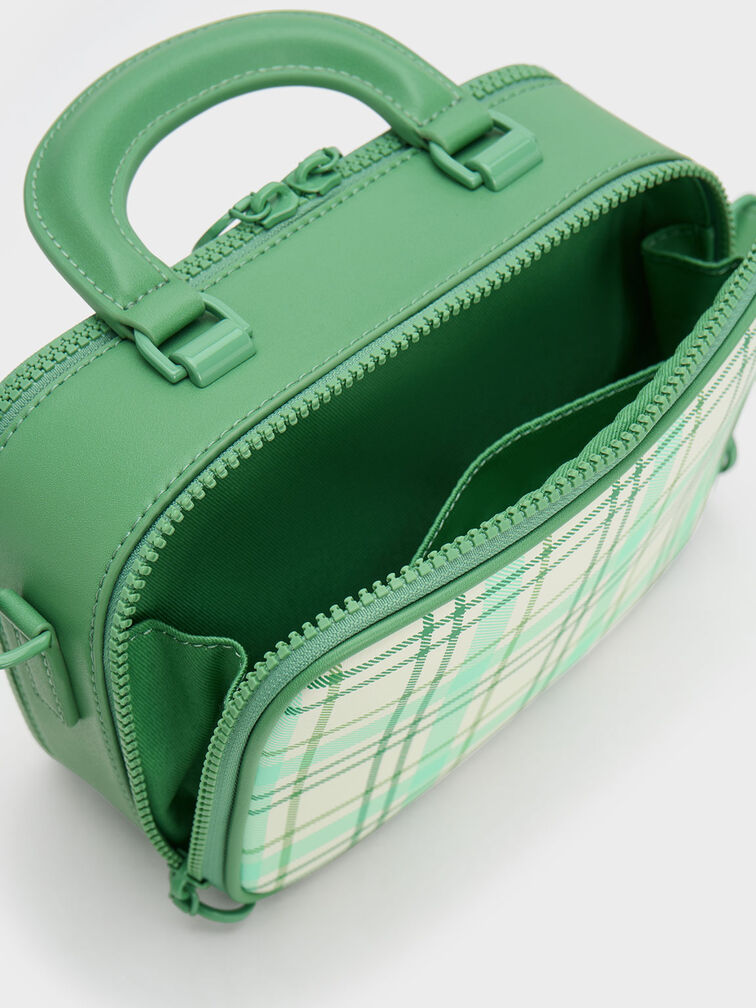 Cyrus Checkered Boxy Bag, Green, hi-res