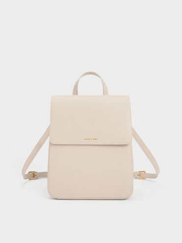 Front Flap Structured Backpack, Ivory, hi-res