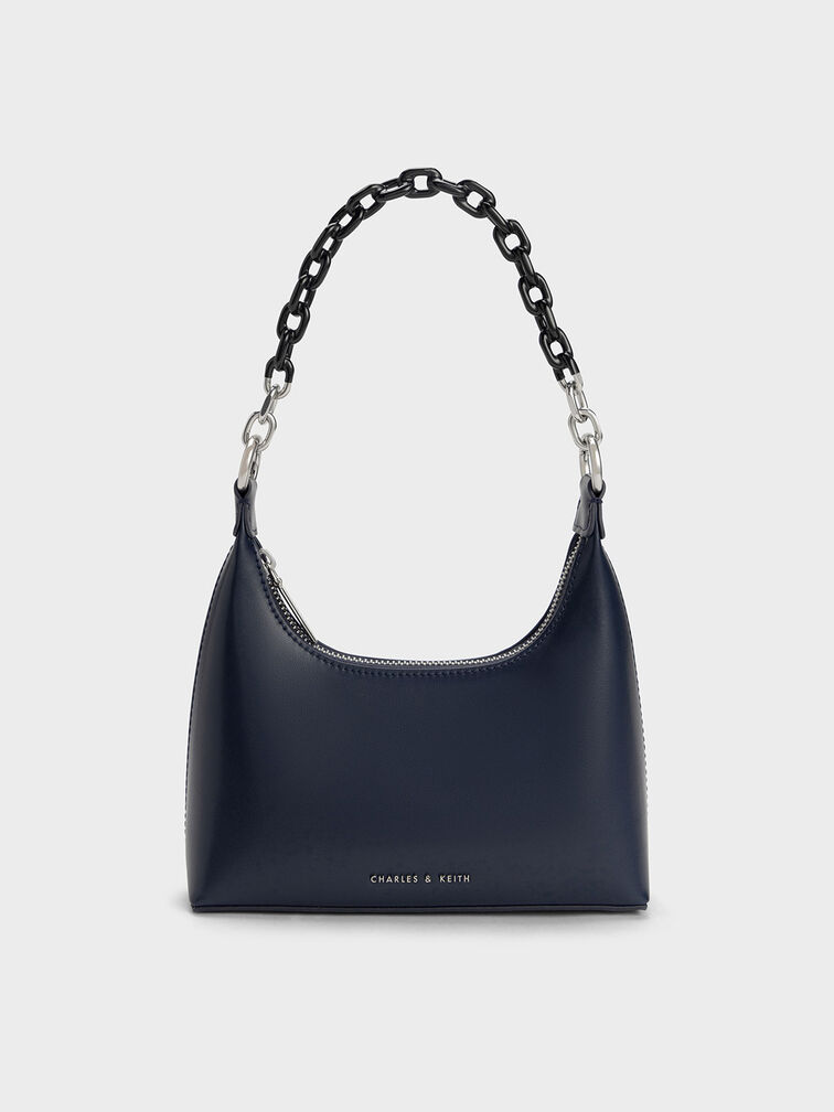 Koi Chain Handle Shoulder Bag, Navy, hi-res