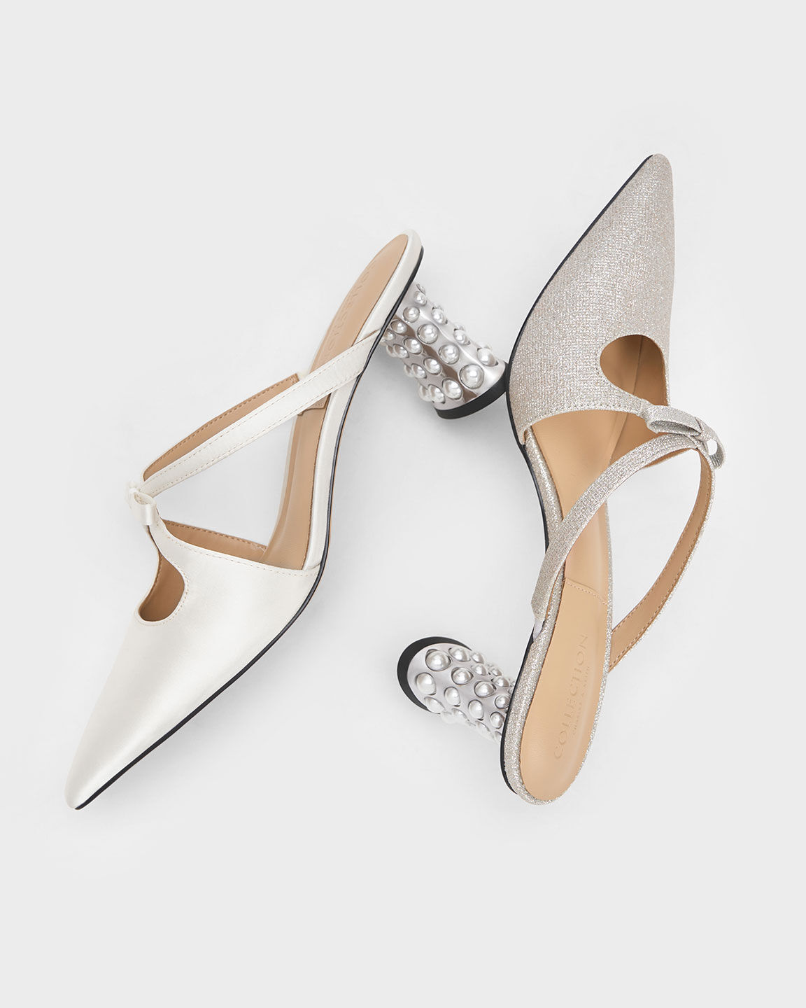 Jacinda Beaded Heel Bow Mules White