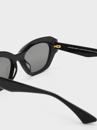 Onyx Recycled Acetate Cat-Eye Sunglasses, Black, hi-res