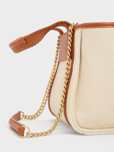 Shalia Canvas Chain-Handle Tote Bag, Cognac, hi-res