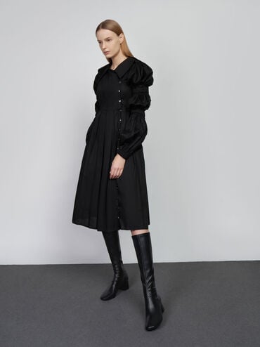 Block Heel Knee Boots, Black, hi-res