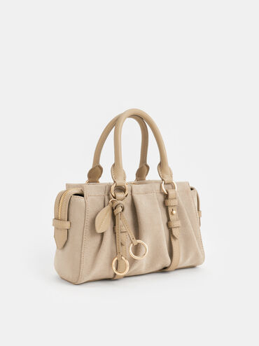Britton Recycled Suede Top Handle Tote Bag, Nutmeg Beige, hi-res