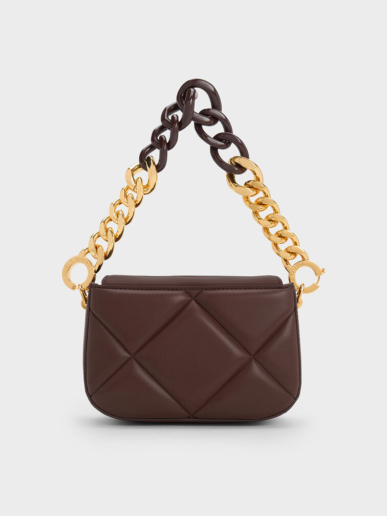 Mini Danika Chunky Chain Padded Bag, Dark Brown, hi-res
