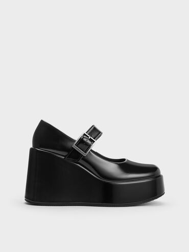 Cara Mary Jane Wedges, Black Box, hi-res