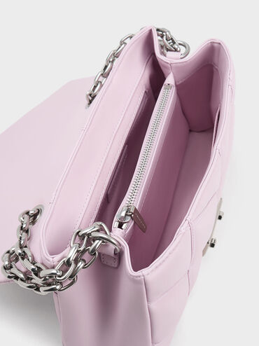Eudora Chevron Trapeze Bag, Lilac, hi-res