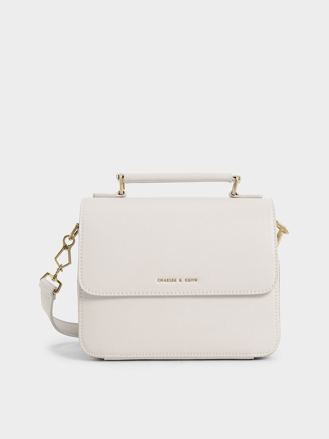 Ivory Front Flap Top Handle Crossbody Bag CHARLES KEITH IN