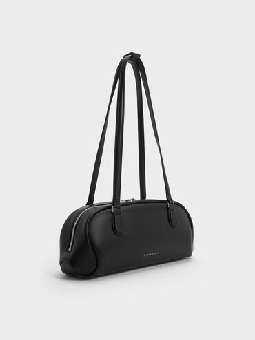 Nelly Elongated Shoulder Bag, Noir, hi-res