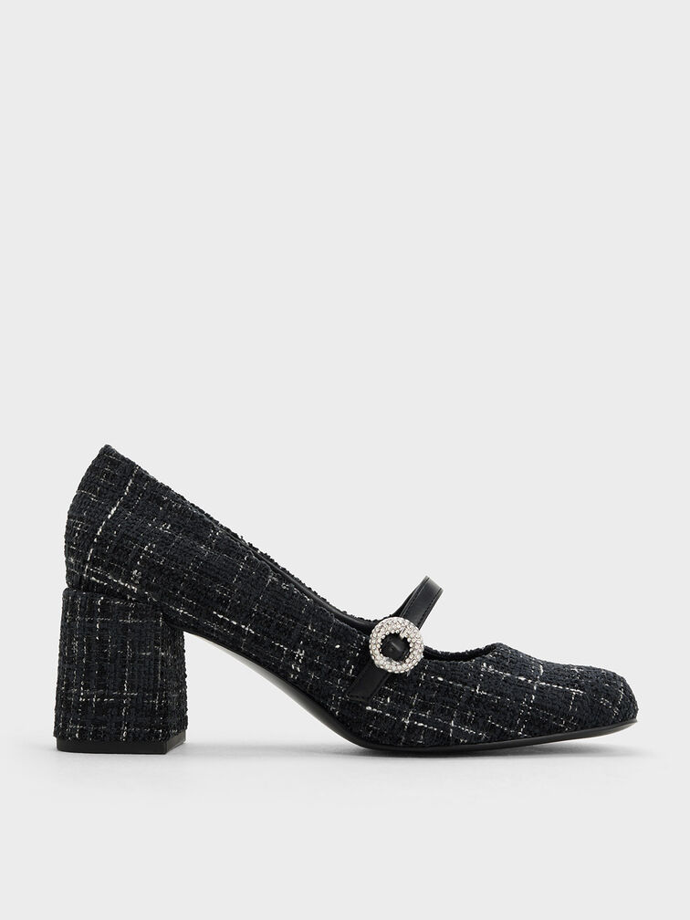 Tweed Crystal-Embellished Mary Jane Pumps, Multi, hi-res