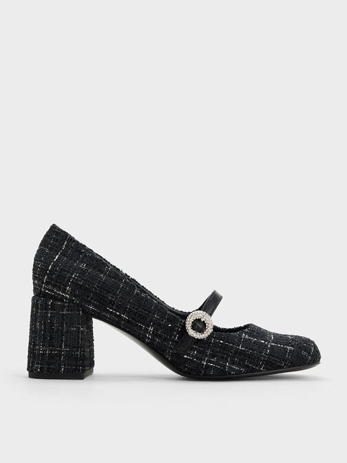 Tweed Crystal-Embellished Mary Jane Pumps, Multi, hi-res