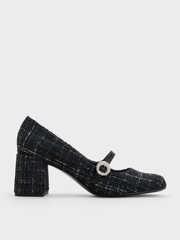 Tweed Crystal-Embellished Mary Jane Pumps, Multi, hi-res