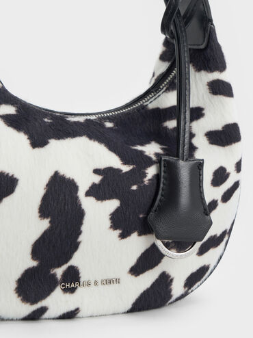 Vega Furry Cow-Print Hobo Bag, Multi, hi-res