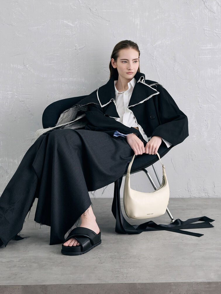 Bryna Curved Hobo Bag, Cream, hi-res