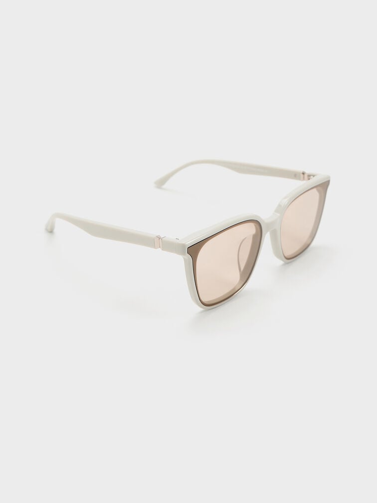 Maude Recycled Acetate Square Sunglasses, Chalk, hi-res