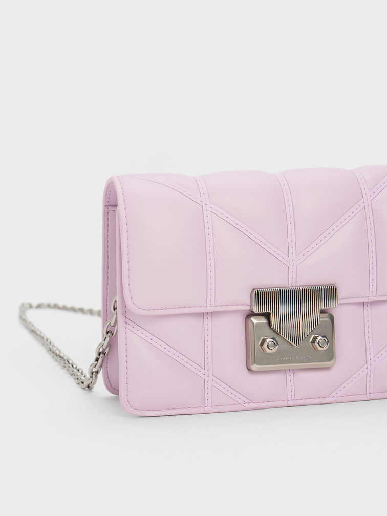 Eudora Chevron Boxy Bag, Lilac, hi-res