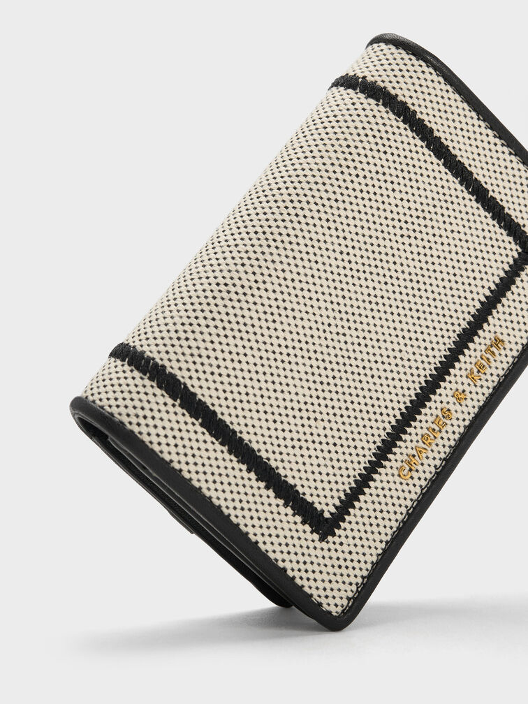 Astra Canvas Contrast Trim Wallet, Black Textured, hi-res